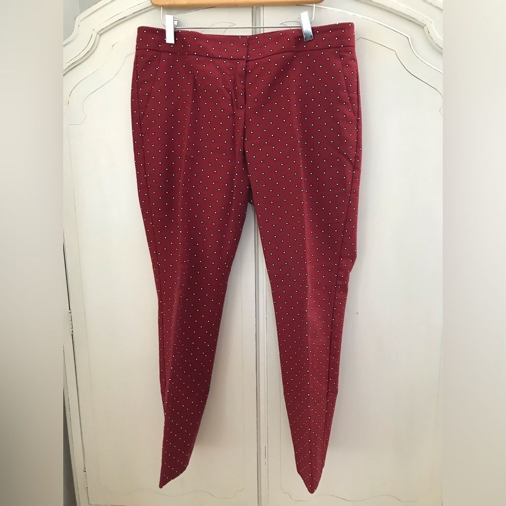Express Columnist Women's Red 10R Mid Rise Flat Front Tapered Leg Ankle Pant